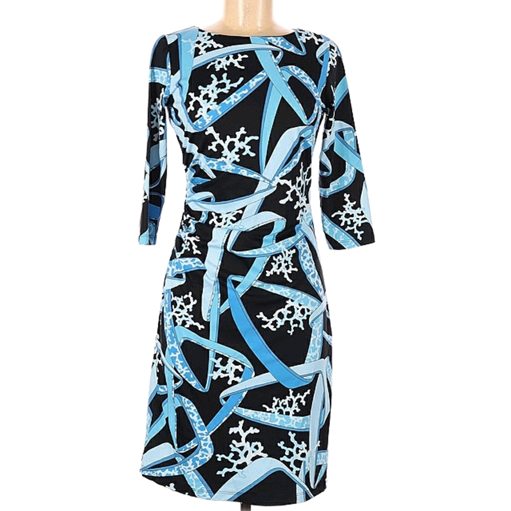 J. McLaughlin Black and Blue Midi Dress